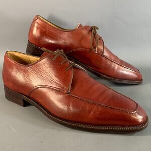 GRAVATI Size 9.5 Burgundy 16609 Solid Leather Derby Lace Up Shoes